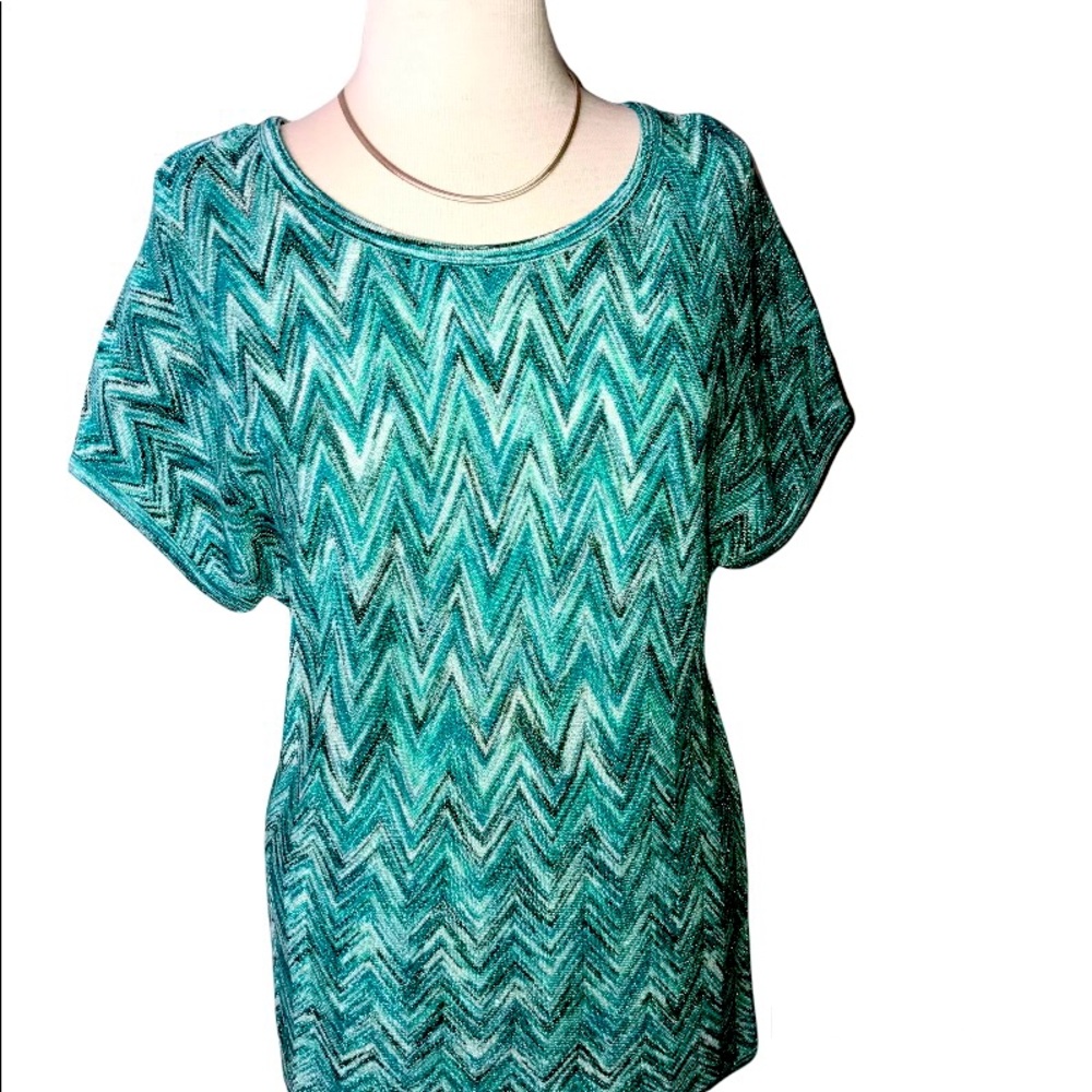 Dana Buchman “Missoni” look zigzag sweater tunic green NWT Medium
